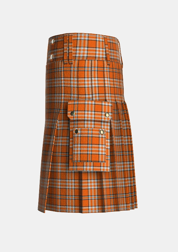 Utility_Tennessee_Volunteer_Tartan_kilt_left_image_with_pleated_design_and_adjustable_buckles_for_men