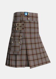 Utility_Thompson_Thomson_MacTavish_special_grey_Tartan_325_kilt_side_image_with_pleated_design_and_adjustable_buckles_for_men