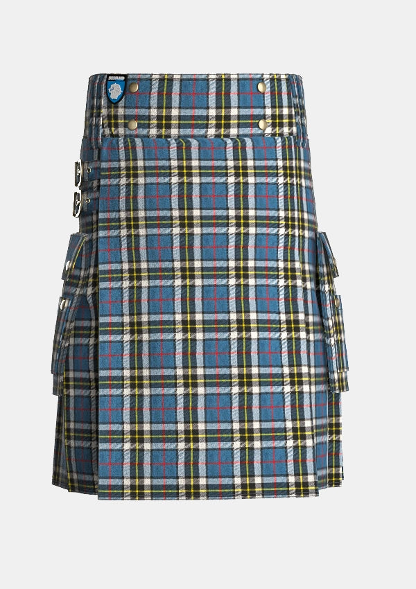 Utility_Thompson_tartan_1383_kilt_front_image_with_pleated_design_and_adjustable_buckles_for_men