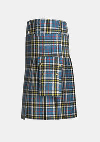 Utility_Thompson_tartan_1383_kilt_left_image_with_pleated_design_and_adjustable_buckles_for_men