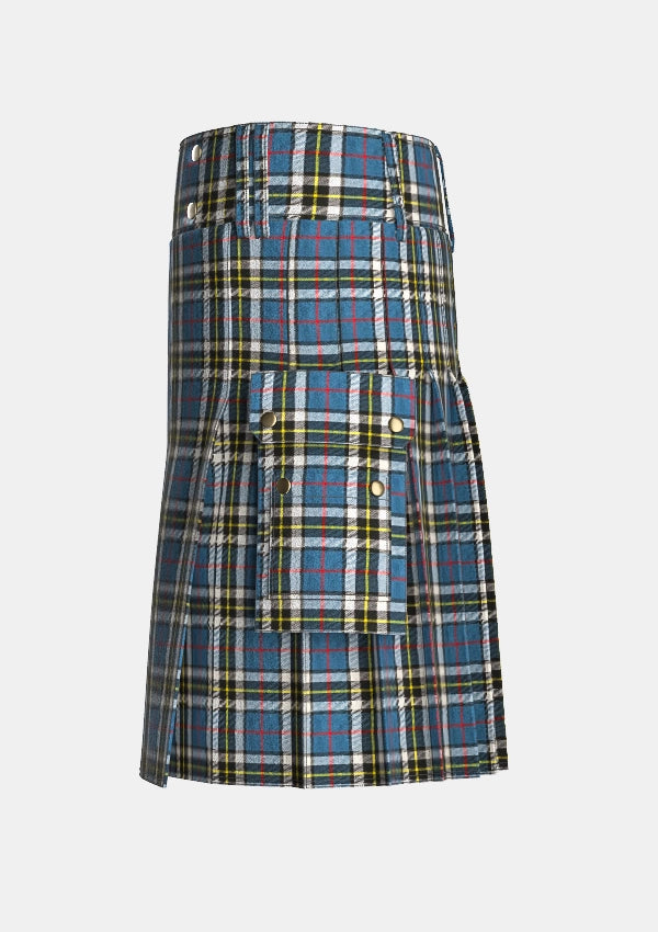 Utility_Thompson_tartan_1383_kilt_left_image_with_pleated_design_and_adjustable_buckles_for_men