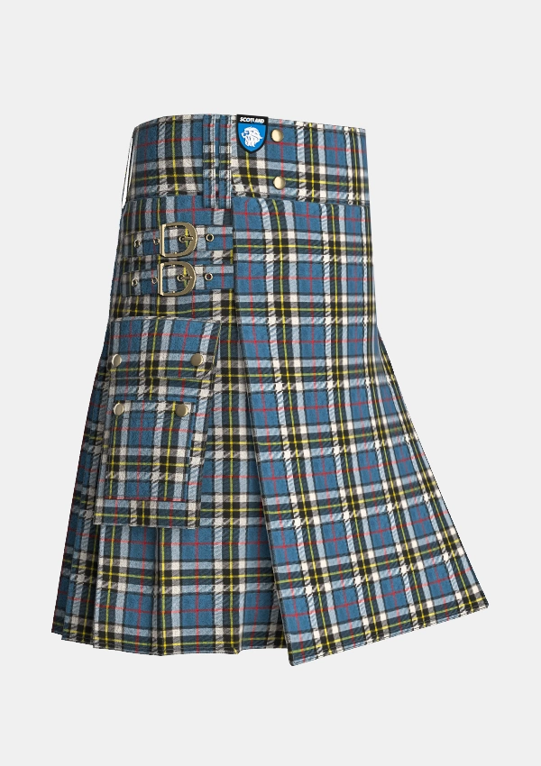 Utility_Thompson_tartan_1383_kilt_side_image_with_pleated_design_and_adjustable_buckles_for_men