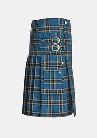 Utility_Thomson_Dress_Blue_Tartan_5130_kilt_right_image_with_pleated_design_and_adjustable_buckles_for_men
