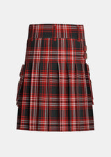 Utility_Tweedside_Red_Tartan_kilt_back_image_with_pleated_design_and_adjustable_buckles_for_men