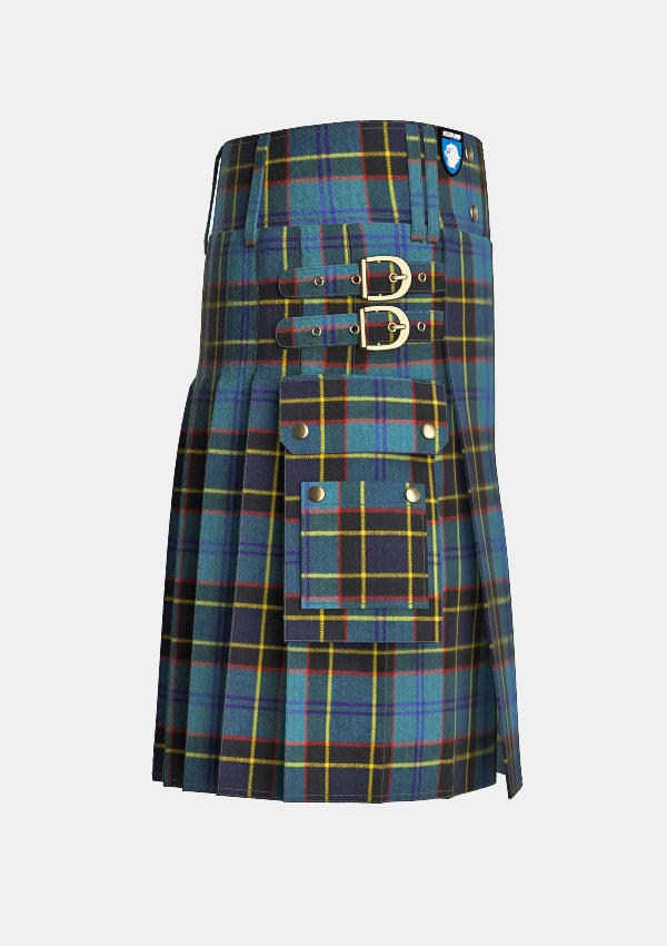 Utility_US_Air_Force_Tartan_kilt_right_image_with_pleated_design_and_adjustable_buckles_for_men