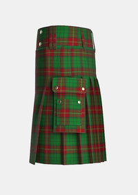 Utility_Ulster_Red_Tartan_792_kilt_left_image_with_pleated_design_and_adjustable_buckles_for_men