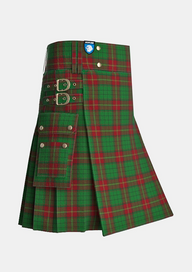 Utility_Ulster_Red_Tartan_792_kilt_side_image_with_pleated_design_and_adjustable_buckles_for_men
