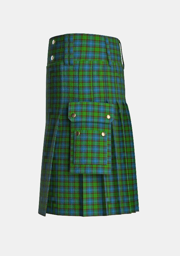 Utility_Universal_Ancient_Tartan_136_kilt_left_image_with_pleated_design_and_adjustable_buckles_for_men