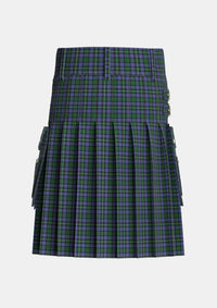 Utility_Urquhart_Brydone_Tartan_806_kilt_back_image_with_pleated_design_and_adjustable_buckles_for_men