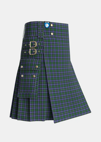 Utility_Urquhart_Brydone_Tartan_806_kilt_side_image_with_pleated_design_and_adjustable_buckles_for_men