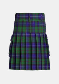 Utility_Urquhart_White_Line_Tartan_623_kilt_back_image_with_pleated_design_and_adjustable_buckles_for_men