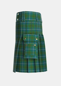 Utility_Vipont_White_line_Tartan_1479_kilt_left_image_with_pleated_design_and_adjustable_buckles_for_men
