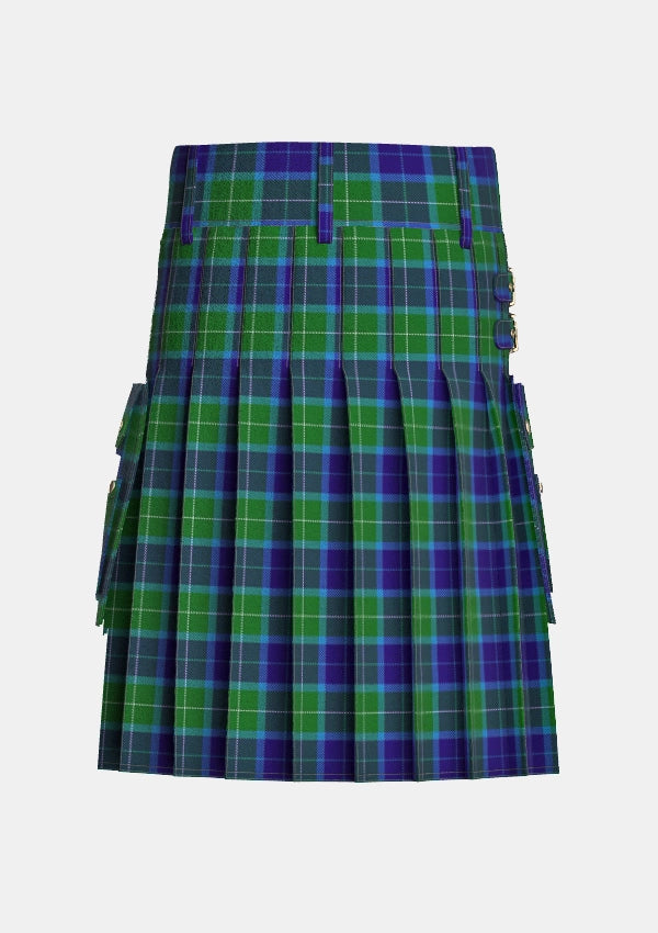 Utility_Wallace_Blue_Tartan_46_kilt_back_image_with_pleated_design_and_adjustable_buckles_for_men