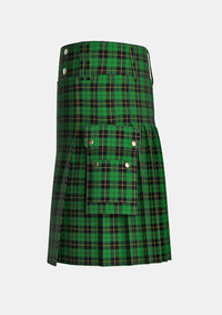 Utility_Wallace_Hunting_Tartan_1101_kilt_left_image_with_pleated_design_and_adjustable_buckles_for_men