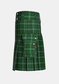 Utility_Walsh_Tartan_7484_kilt_left_image_with_pleated_design_and_adjustable_buckles_for_men