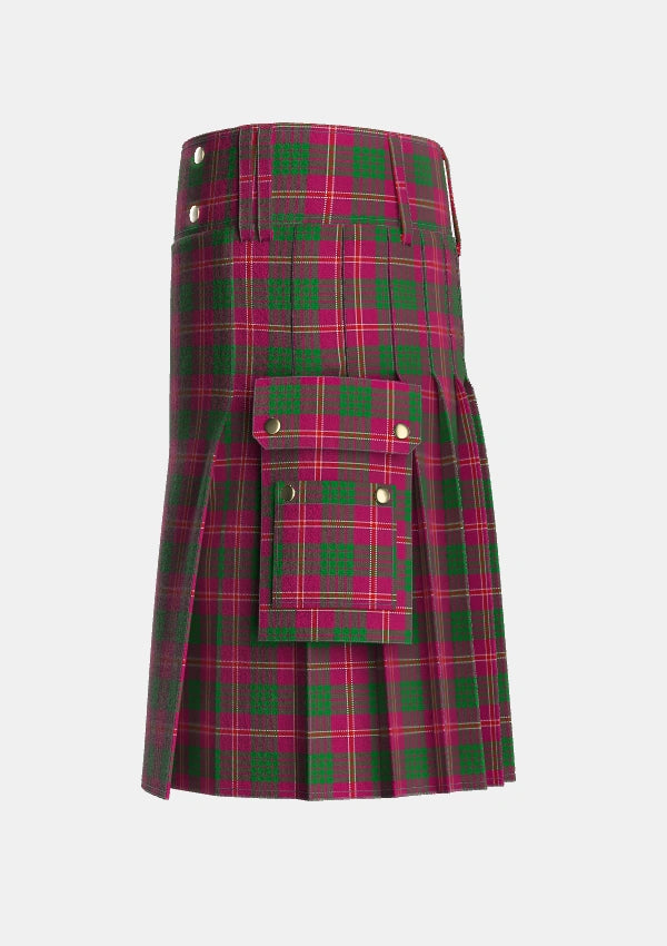 Utility_Wasko_Personal_Tartan_3908_kilt_left_image_with_pleated_design_and_adjustable_buckles_for_men