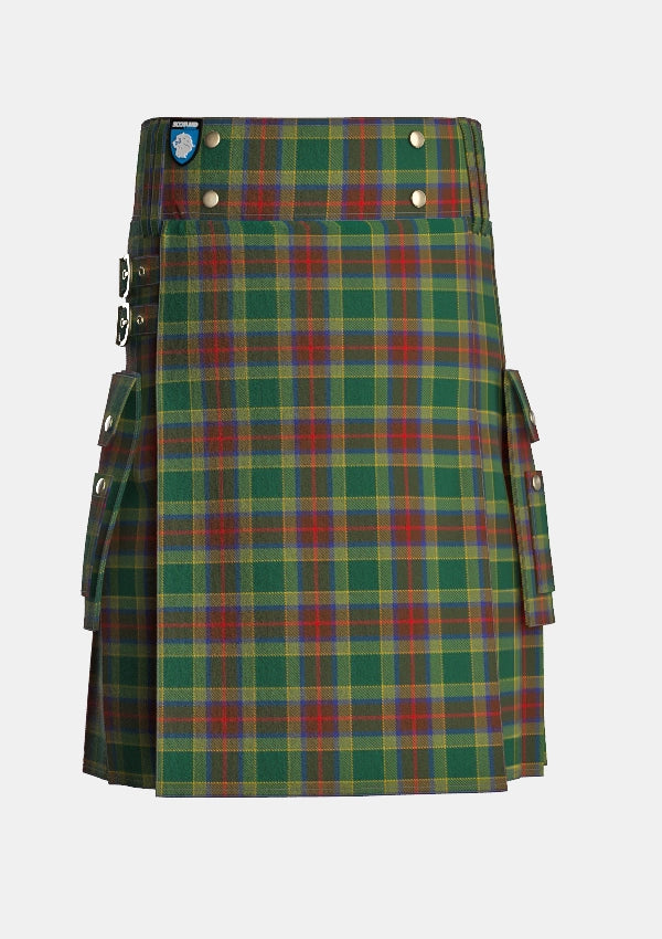 Utility_Waterford_County_Tartan_2255_kilt_front_image_with_pleated_design_and_adjustable_buckles_for_men