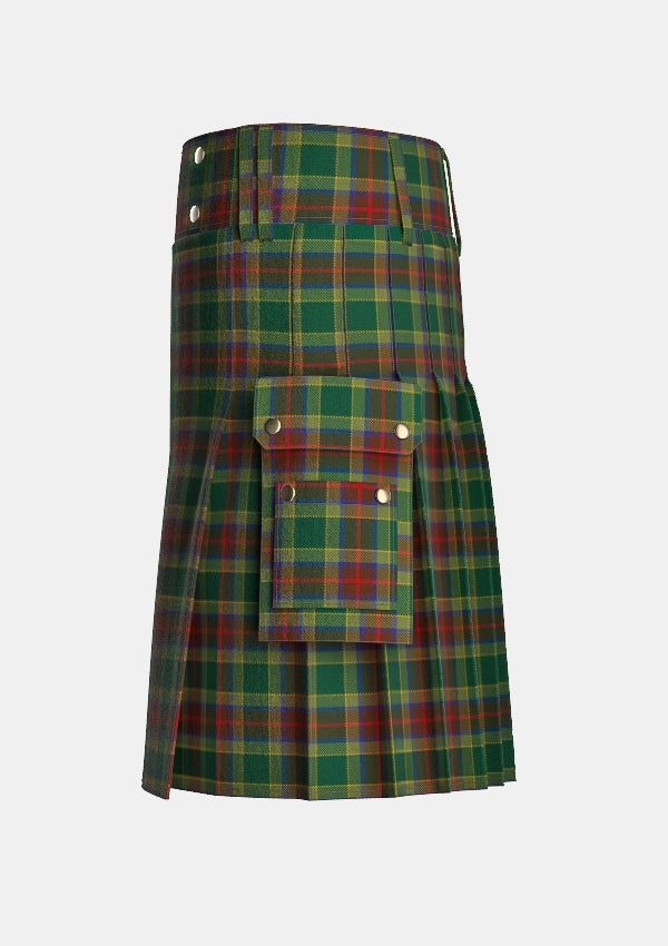 Utility_Waterford_County_Tartan_2255_kilt_left_image_with_pleated_design_and_adjustable_buckles_for_men