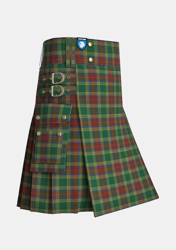 Utility_Waterford_County_Tartan_2255_kilt_side_image_with_pleated_design_and_adjustable_buckles_for_men