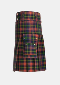 Utility_Watson_Kirby_Personal_Tartan_2808_kilt_left_image_with_pleated_design_and_adjustable_buckles_for_men