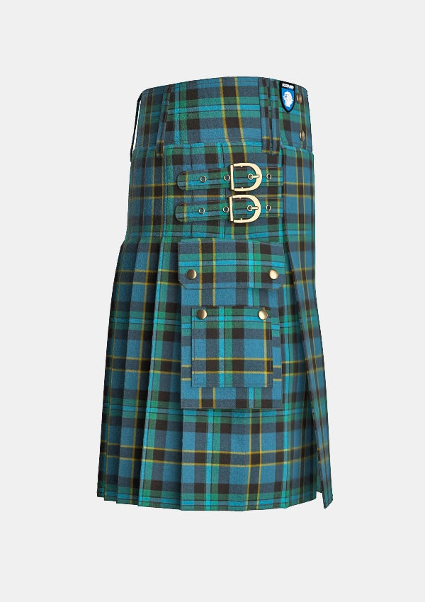 Utility_Weir_tartan_4254_kilt_right_image_with_pleated_design_and_adjustable_buckles_for_men