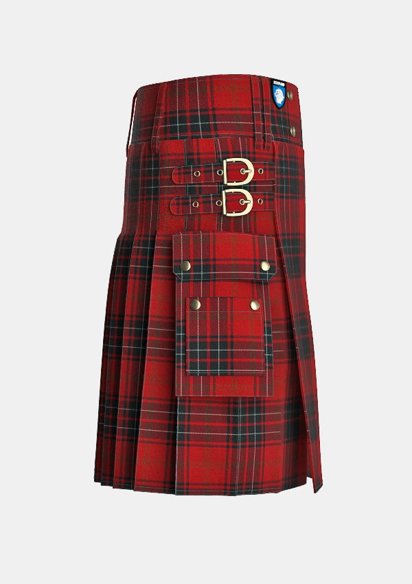 Utility_Wemyss_Tartan_1512_kilt_right_image_with_pleated_design_and_adjustable_buckles_for_men