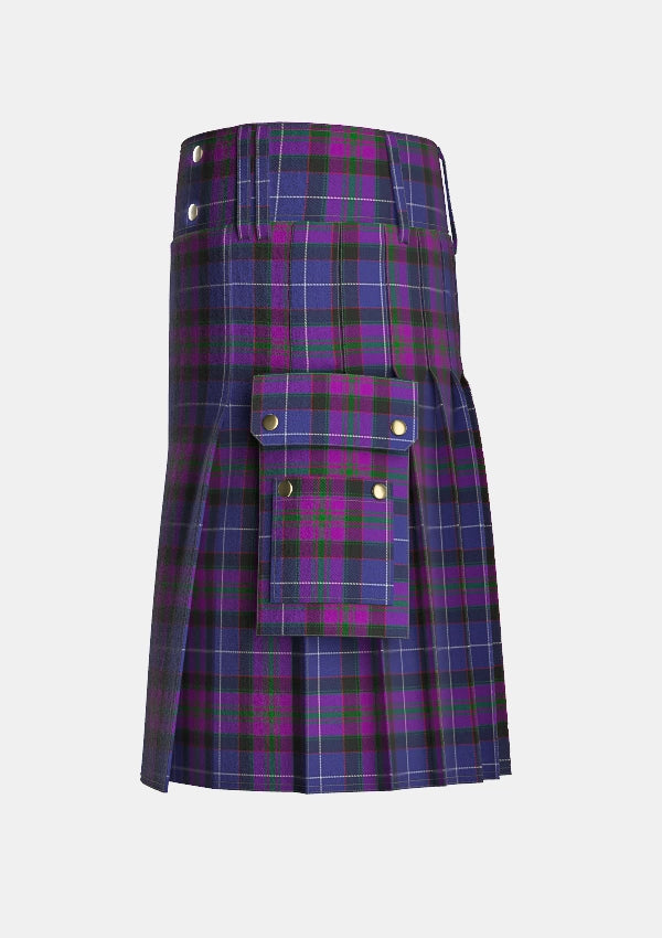 Utility_Western_Isles_tartan_7463_kilt_left_image_with_pleated_design_and_adjustable_buckles_for_men