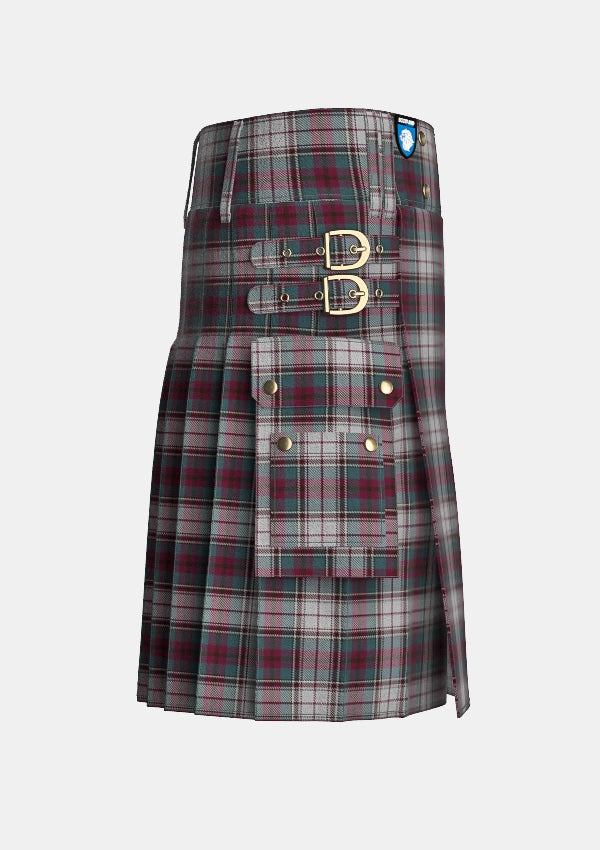 Utility_Whitehead_E_Tartan_14406_kilt_right_image_with_pleated_design_and_adjustable_buckles_for_men