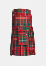 Utility_Wilson_Clan_tartan_625_kilt_left_image_with_pleated_design_and_adjustable_buckles_for_men