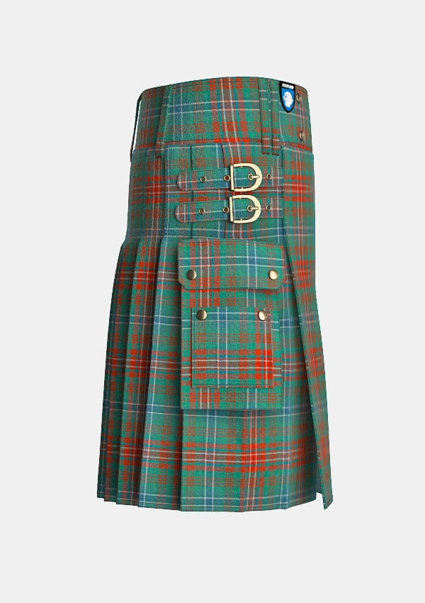 Utility_Wilson_tartan_kilt_right_image_with_pleated_design_and_adjustable_buckles_for_men