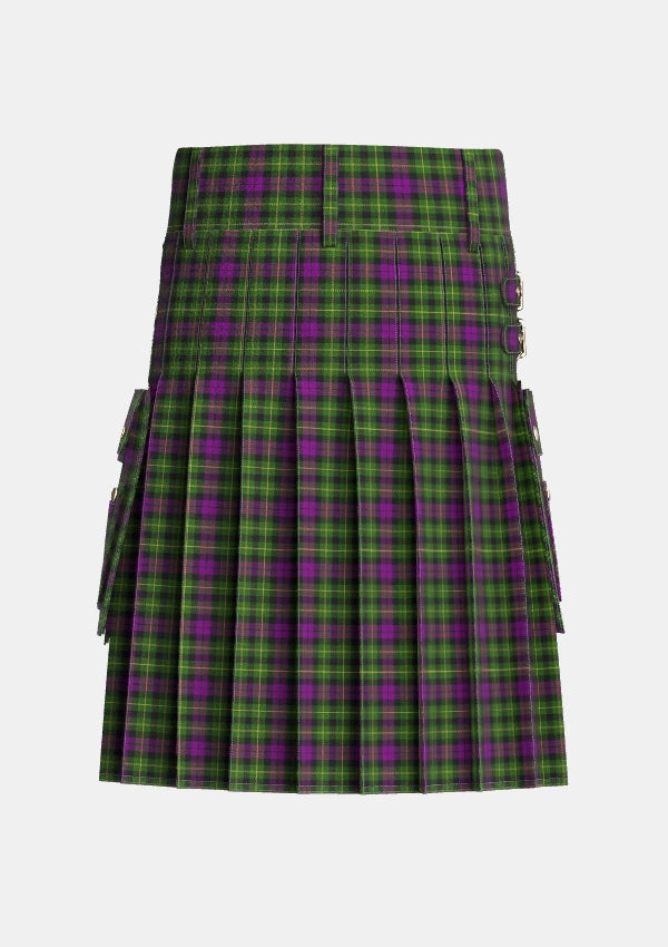 Utility_Wilsons_No064_Tartan_5610_kilt_back_image_with_pleated_design_and_adjustable_buckles_for_men