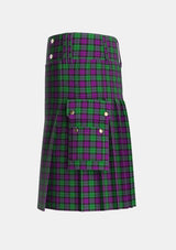 Utility_Wilsons_No150_Tartan_697_kilt_left_image_with_pleated_design_and_adjustable_buckles_for_men