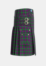 Utility_Wilsons_No150_Tartan_697_kilt_right_image_with_pleated_design_and_adjustable_buckles_for_men