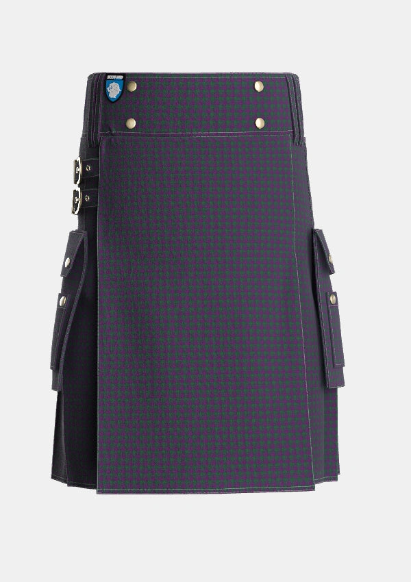 Utility_Wilsons_No211_Tartan_116_kilt_front_image_with_pleated_design_and_adjustable_buckles_for_men