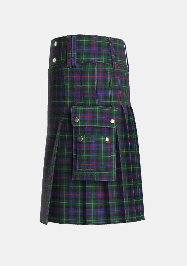 Utility_Wilsons_No230_Tartan_5587_kilt_left_image_with_pleated_design_and_adjustable_buckles_for_men