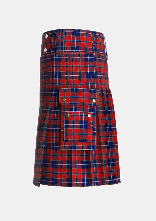 Utility_Wishart_Dress_Tartan_2104_kilt_left_image_with_pleated_design_and_adjustable_buckles_for_men