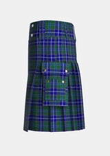 Utility_Wishart_Hunting_Tartan_2105_kilt_left_image_with_pleated_design_and_adjustable_buckles_for_men