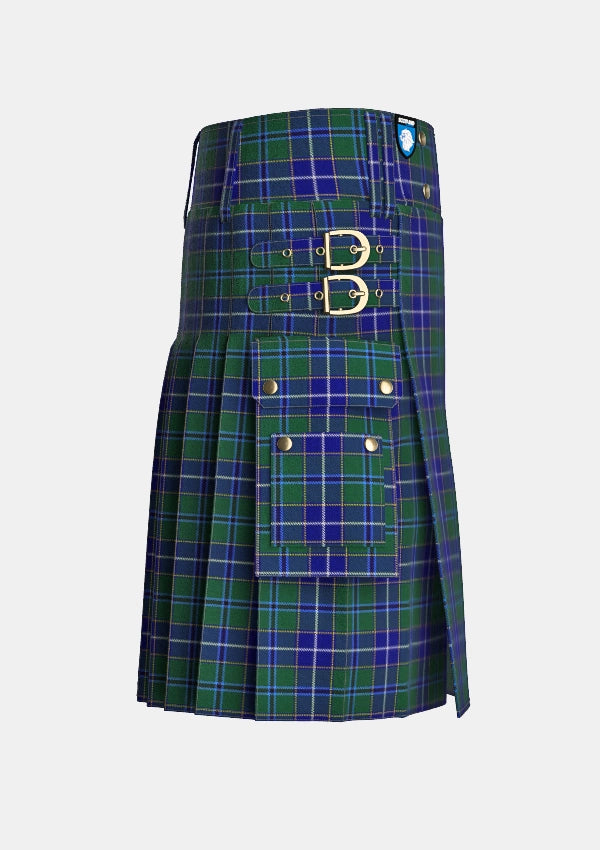 Utility_Wishart_Hunting_Tartan_2105_kilt_right_image_with_pleated_design_and_adjustable_buckles_for_men