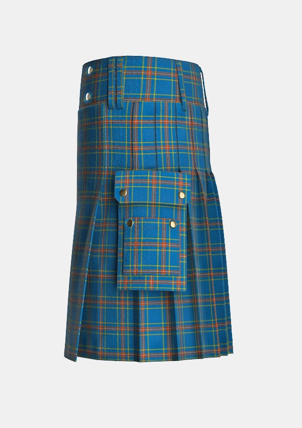 Utility_Wylie_Tartan_2465_kilt_left_image_with_pleated_design_and_adjustable_buckles_for_men