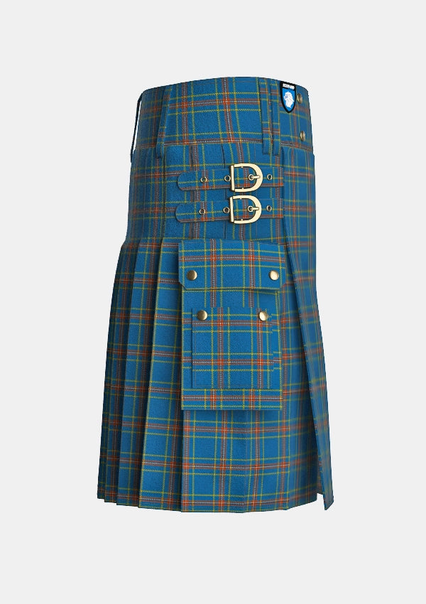 Utility_Wylie_Tartan_2465_kilt_right_image_with_pleated_design_and_adjustable_buckles_for_men