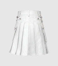 White Leather Kilt Back