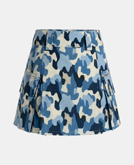 Women Blue Camouflage Utility Kilt Front