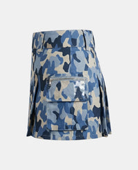Women Blue Camouflage Utility Kilt Left Side