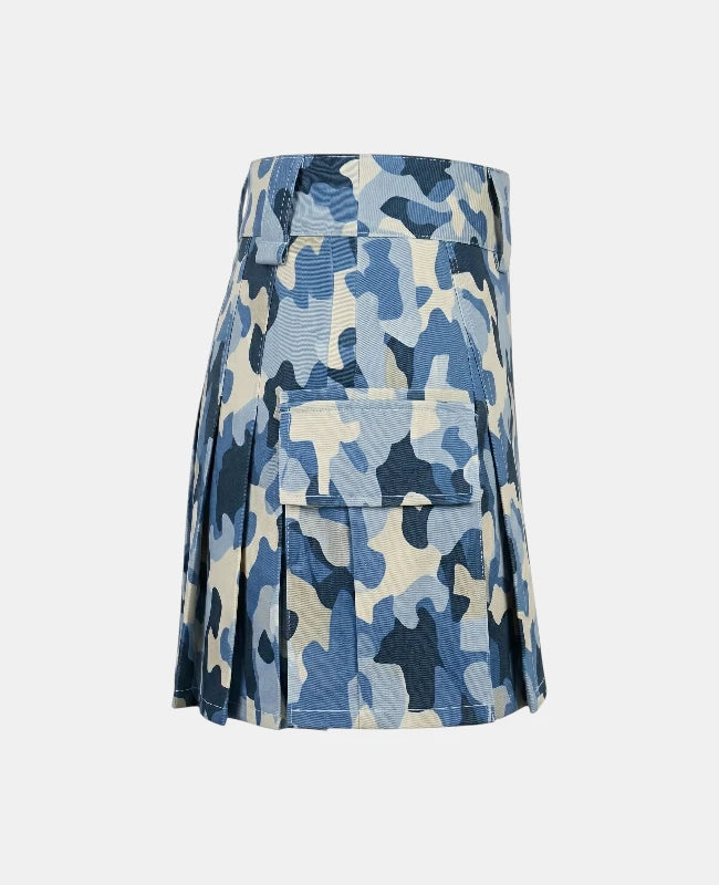 Women Blue Camouflage Utility Kilt Right Side