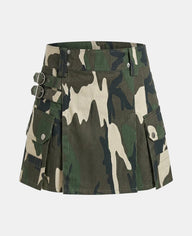 Women Camo Woodland Kilt Front