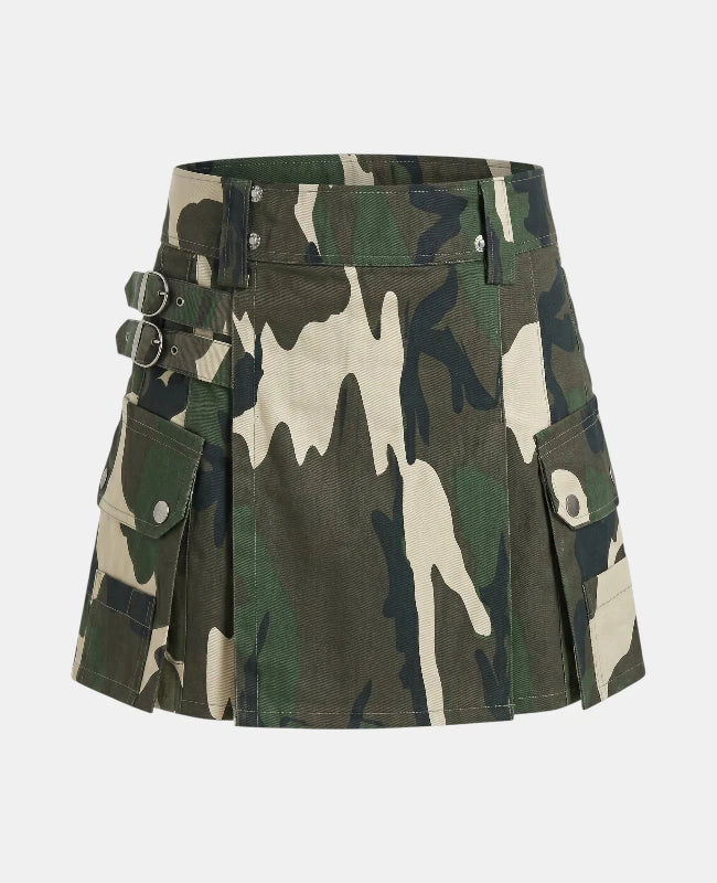 Women Camo Woodland Kilt Front