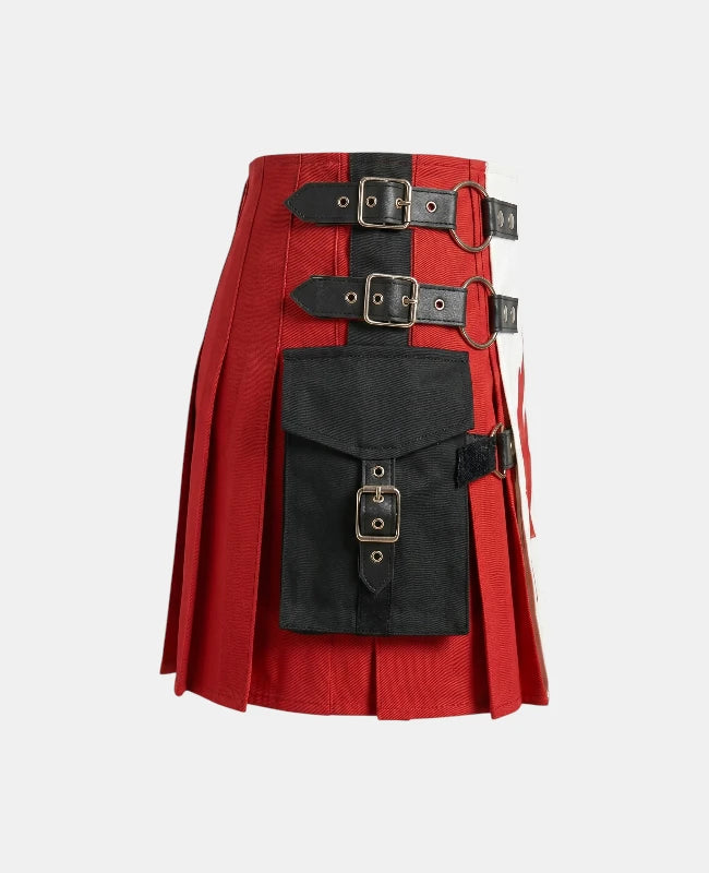 Women Canadian Flag Cotton Hybrid Utility Kilt Right Side