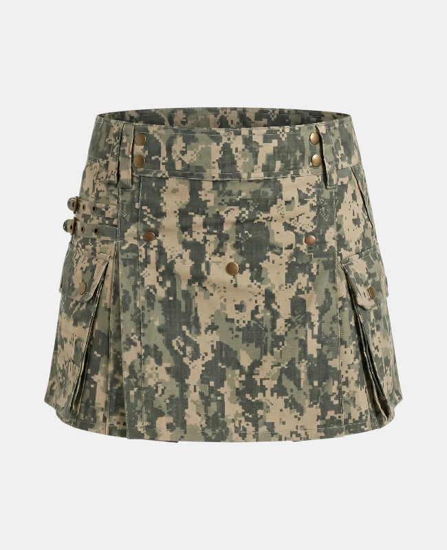 Women Cheviot Tactical Utility Kilt Front