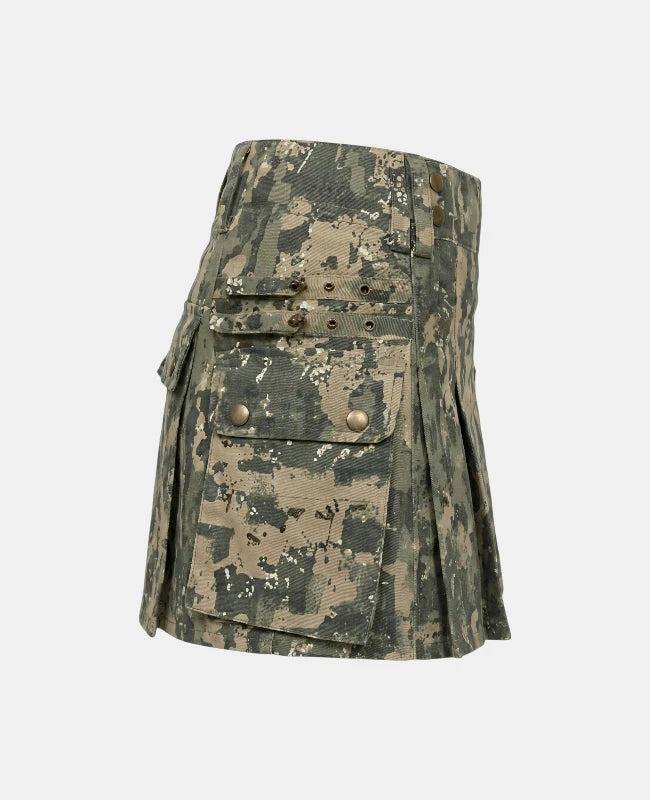 Women Cheviot Tactical Utility Kilt Right Side