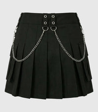 Women Gothic Utility Kilt With Chains Back